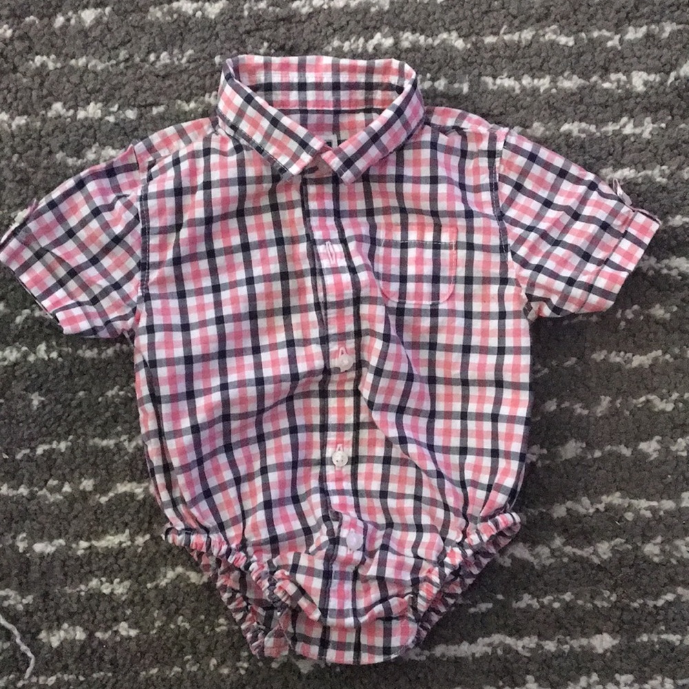 👶Janie and Jack baby boy button shirt onesie